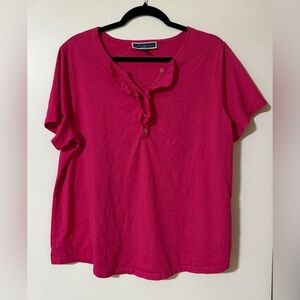 Karen Scott Fuchsia Ruffle Tee